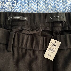 Talbots Classic Black Women's Dress Pants 18WP NWT straight leg pull on